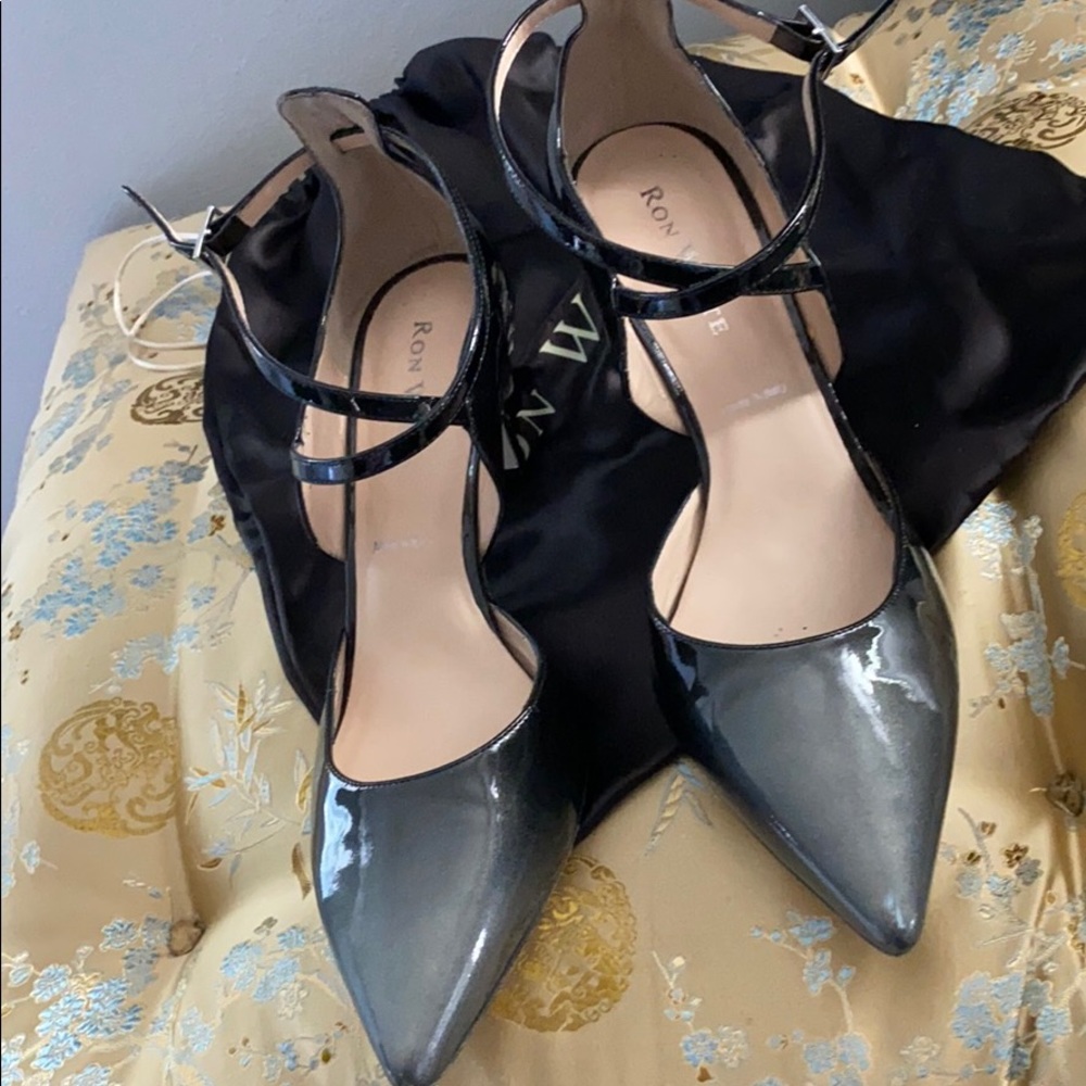 RON WHITE Patent Leather Heel
in Steel to black Size 39